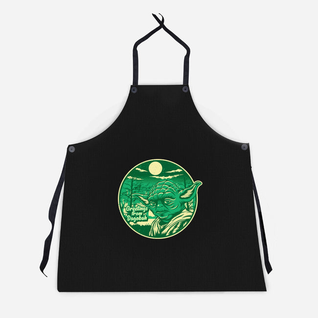 Greetings From The Swamp Planet-Unisex-Kitchen-Apron-SuperEdu