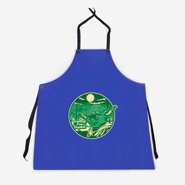 Greetings From The Swamp Planet-Unisex-Kitchen-Apron-SuperEdu