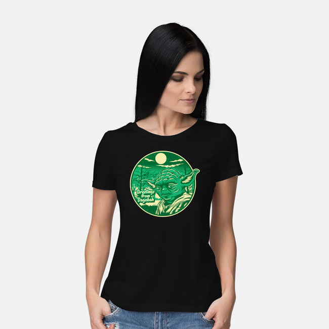 Greetings From The Swamp Planet-Womens-Basic-Tee-SuperEdu