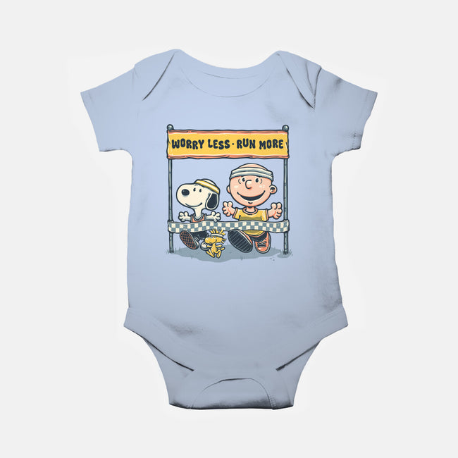 Worry Less Run More-Baby-Basic-Onesie-glitchygorilla