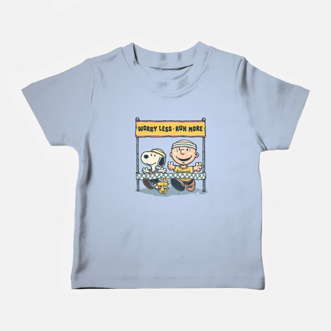 Worry Less Run More-Baby-Basic-Tee-glitchygorilla