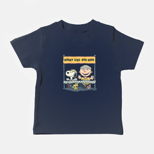 Worry Less Run More-Baby-Basic-Tee-glitchygorilla