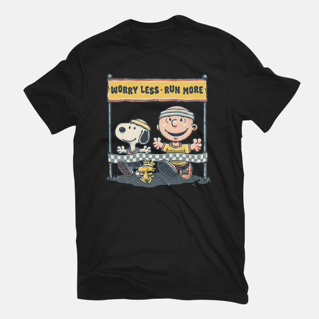 Worry Less Run More-Womens-Fitted-Tee-glitchygorilla
