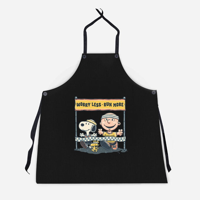 Worry Less Run More-Unisex-Kitchen-Apron-glitchygorilla