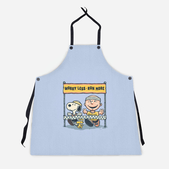 Worry Less Run More-Unisex-Kitchen-Apron-glitchygorilla