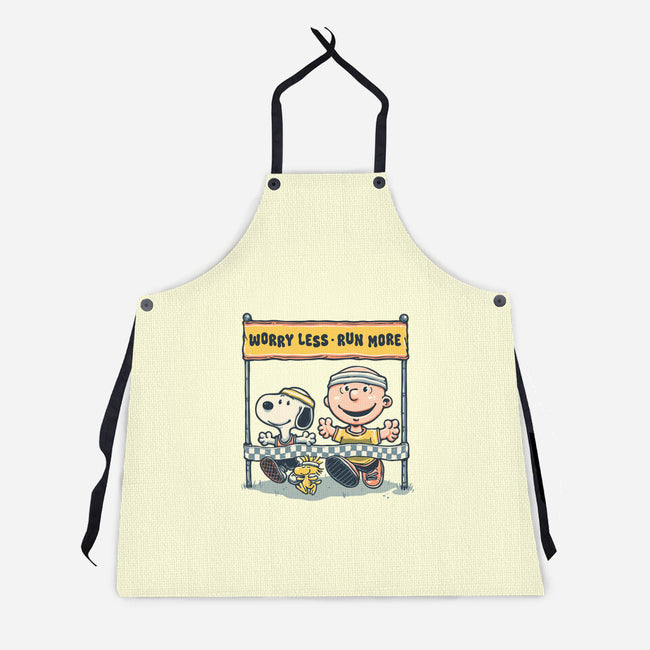 Worry Less Run More-Unisex-Kitchen-Apron-glitchygorilla