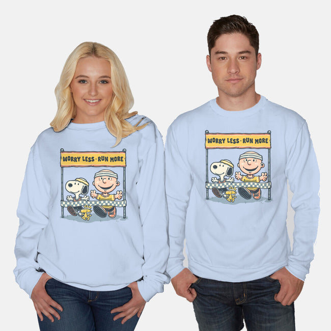 Worry Less Run More-Unisex-Crew Neck-Sweatshirt-glitchygorilla