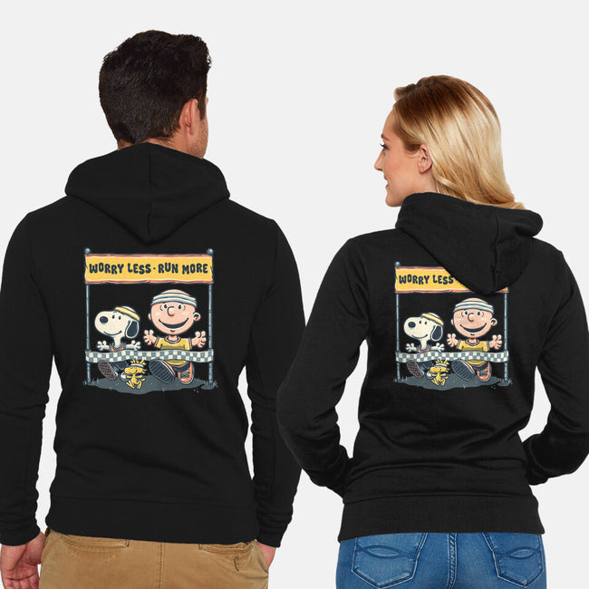 Worry Less Run More-Unisex-Zip-Up-Sweatshirt-glitchygorilla