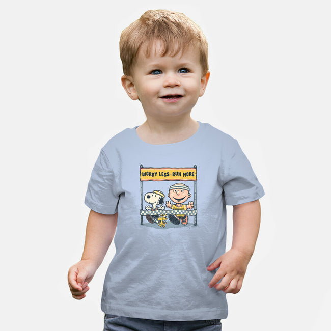 Worry Less Run More-Baby-Basic-Tee-glitchygorilla