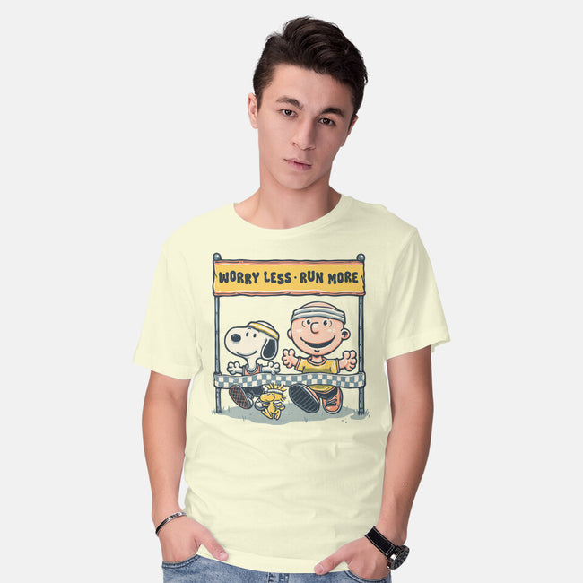 Worry Less Run More-Mens-Basic-Tee-glitchygorilla