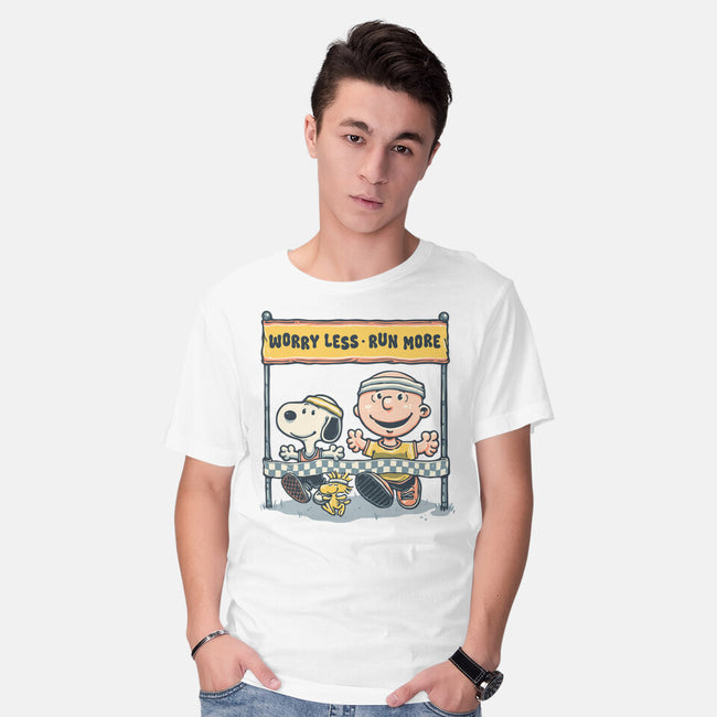 Worry Less Run More-Mens-Basic-Tee-glitchygorilla