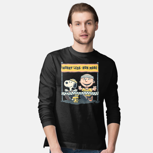Worry Less Run More-Mens-Long Sleeved-Tee-glitchygorilla