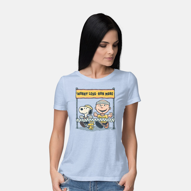 Worry Less Run More-Womens-Basic-Tee-glitchygorilla