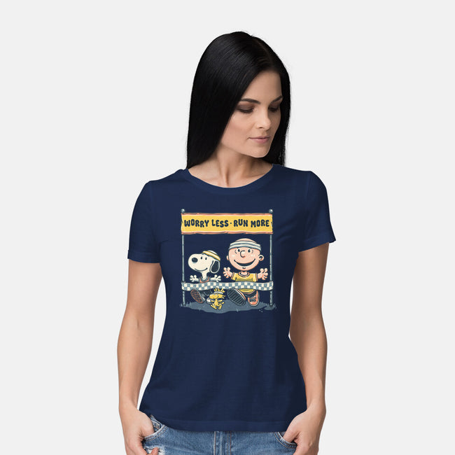 Worry Less Run More-Womens-Basic-Tee-glitchygorilla