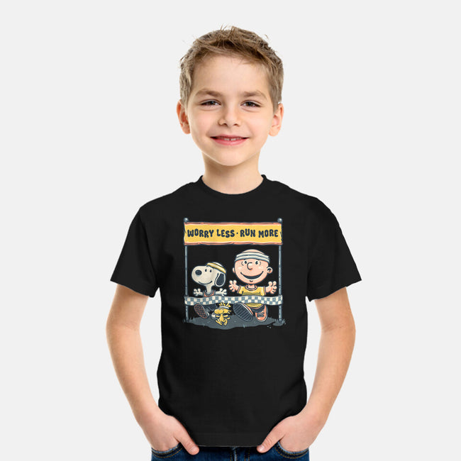 Worry Less Run More-Youth-Basic-Tee-glitchygorilla