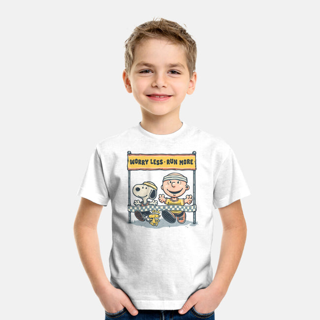 Worry Less Run More-Youth-Basic-Tee-glitchygorilla