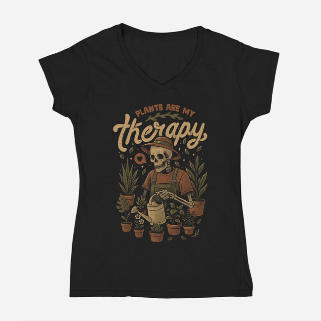 Plants Are My Therapy-Womens-V-Neck-Tee-eduely