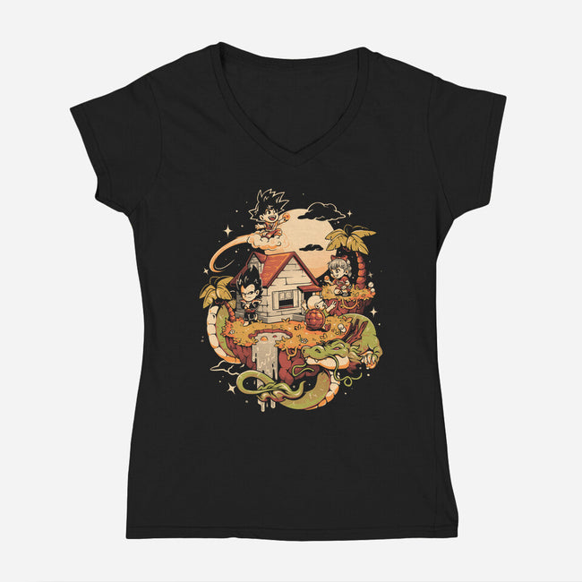 Dragon Island-Womens-V-Neck-Tee-eduely