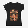 Pink Puff Donuts-Womens-V-Neck-Tee-eduely