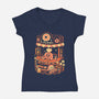 Pink Puff Donuts-Womens-V-Neck-Tee-eduely