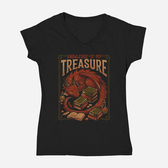 Knowledge Is My Treasure-Womens-V-Neck-Tee-eduely