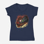 My Dragon Friend-Womens-V-Neck-Tee-nickzzarto