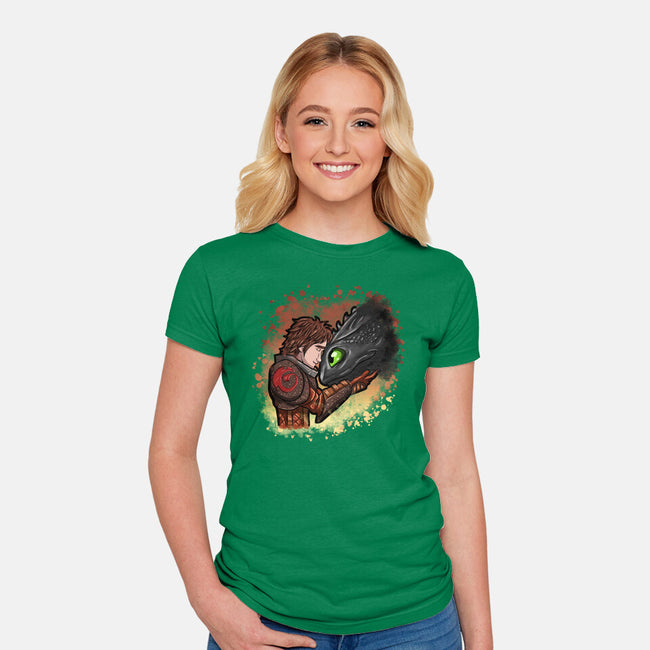 My Dragon Friend-Womens-Fitted-Tee-nickzzarto