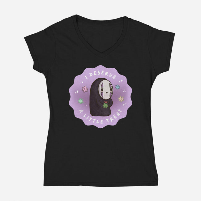 I Deserve A Little Treat-Womens-V-Neck-Tee-Roots And Shade