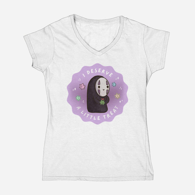 I Deserve A Little Treat-Womens-V-Neck-Tee-Roots And Shade