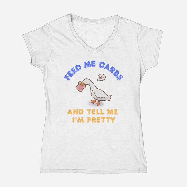 Feed Me Carbs-Womens-V-Neck-Tee-Roots And Shade
