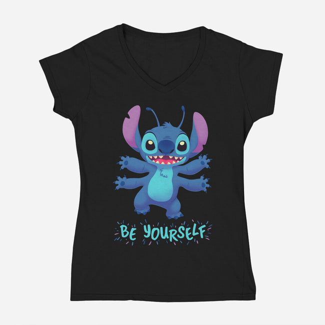 Be Yourself-Womens-V-Neck-Tee-Geekydog