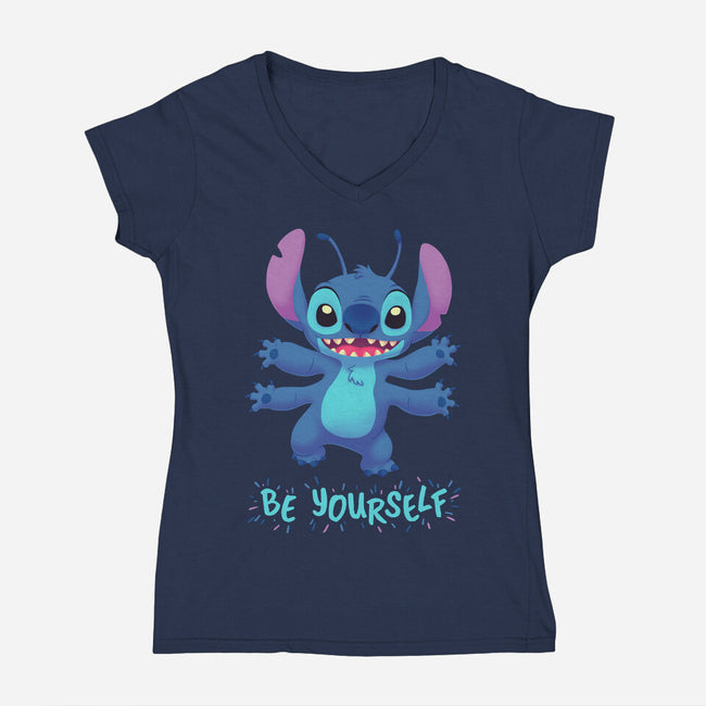 Be Yourself-Womens-V-Neck-Tee-Geekydog