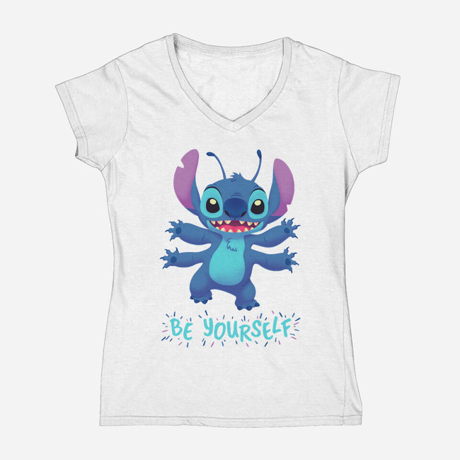Be Yourself-Womens-V-Neck-Tee-Geekydog