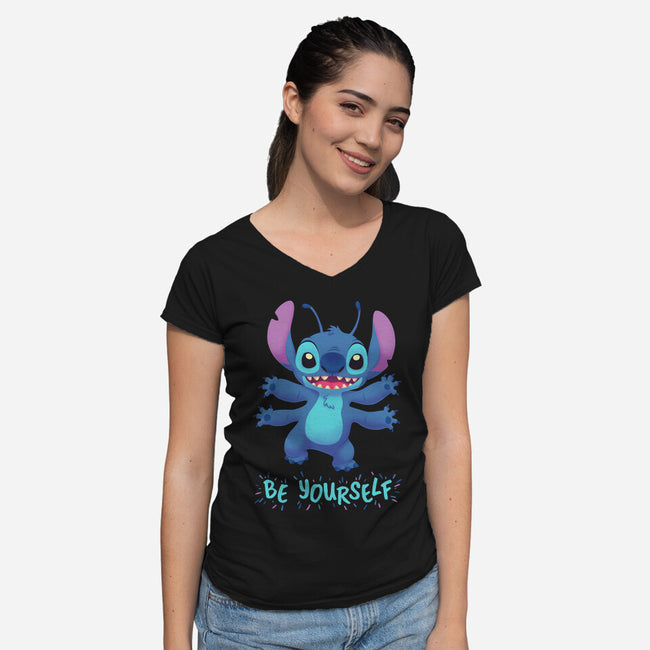 Be Yourself-Womens-V-Neck-Tee-Geekydog