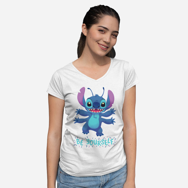 Be Yourself-Womens-V-Neck-Tee-Geekydog