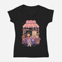 Moon Cafe-Womens-V-Neck-Tee-eduely
