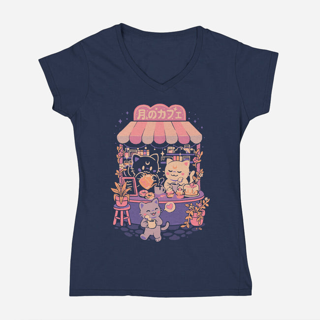 Moon Cafe-Womens-V-Neck-Tee-eduely