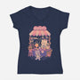 Moon Cafe-Womens-V-Neck-Tee-eduely