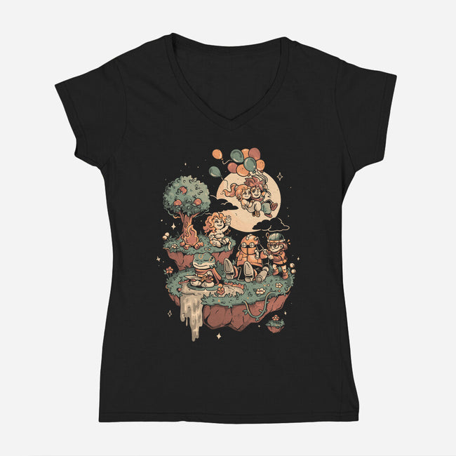 Chrono Island-Womens-V-Neck-Tee-eduely