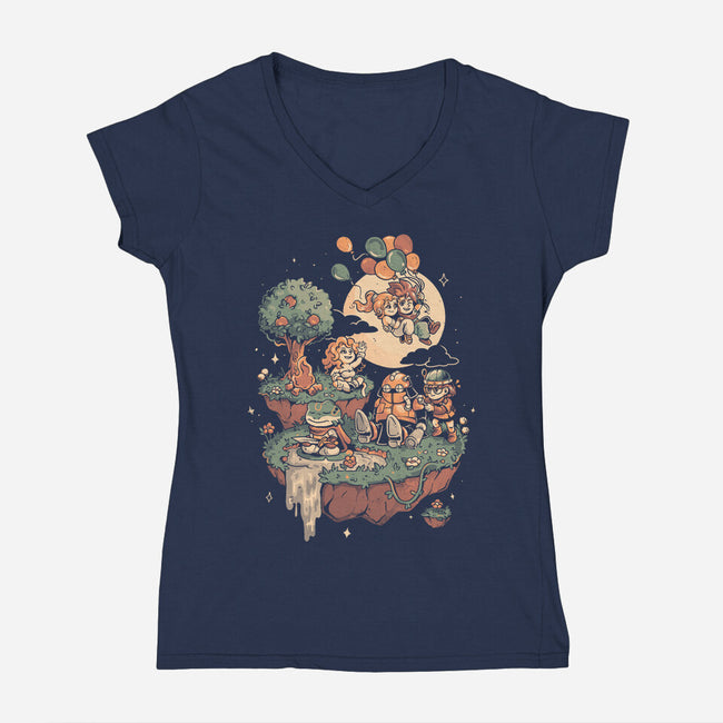 Chrono Island-Womens-V-Neck-Tee-eduely
