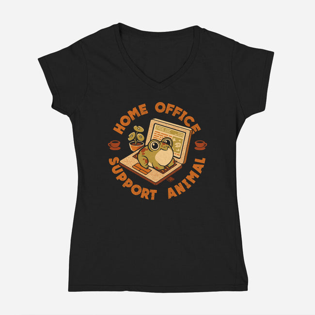 Home Office Support Animal Frog-Womens-V-Neck-Tee-worlddominationforcats