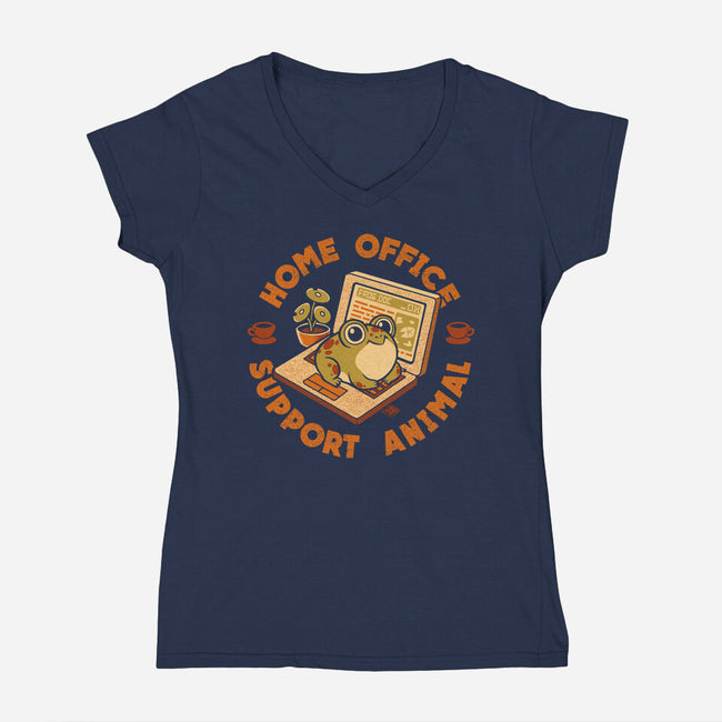 Home Office Support Animal Frog-Womens-V-Neck-Tee-worlddominationforcats