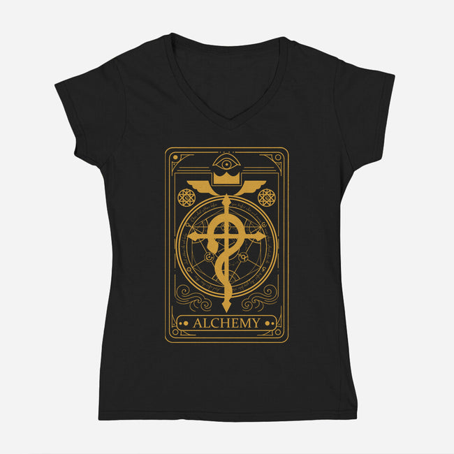 Tarot Of Alchemy-Womens-V-Neck-Tee-fanfabio
