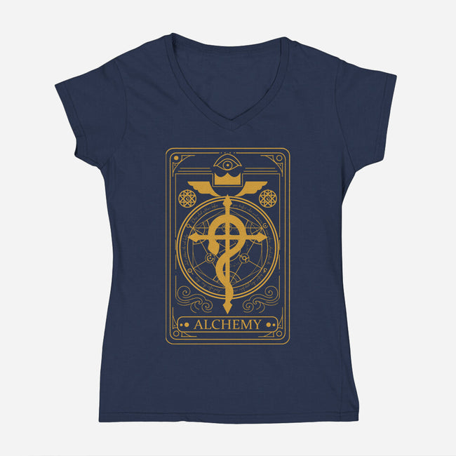 Tarot Of Alchemy-Womens-V-Neck-Tee-fanfabio