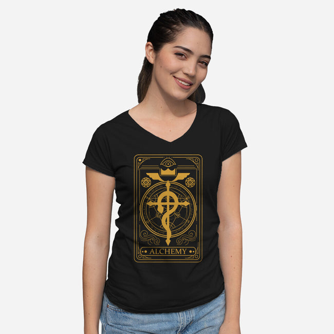 Tarot Of Alchemy-Womens-V-Neck-Tee-fanfabio