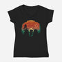 Dinosaur Game-Womens-V-Neck-Tee-dandingeroz