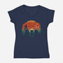 Dinosaur Game-Womens-V-Neck-Tee-dandingeroz
