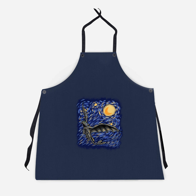 Dragon Starry Night-Unisex-Kitchen-Apron-nickzzarto