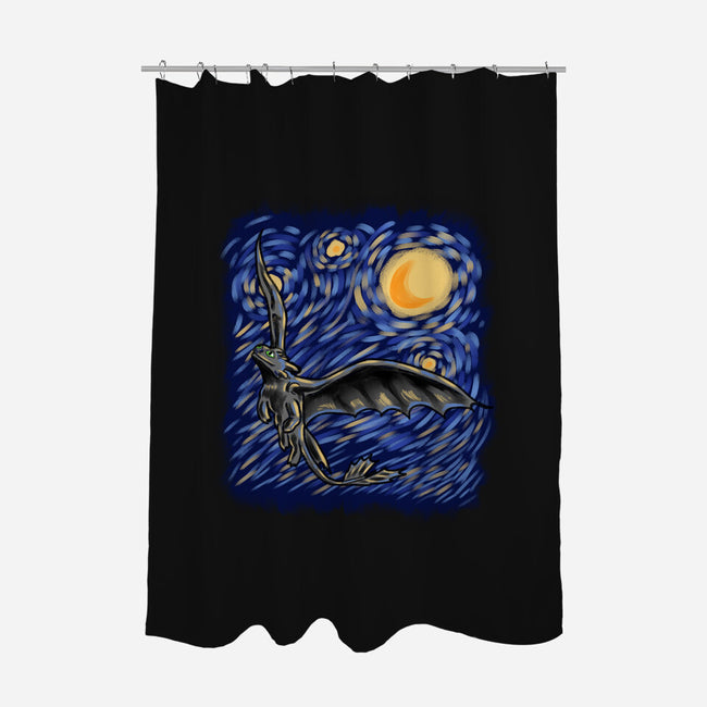 Dragon Starry Night-None-Polyester-Shower Curtain-nickzzarto