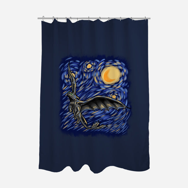 Dragon Starry Night-None-Polyester-Shower Curtain-nickzzarto